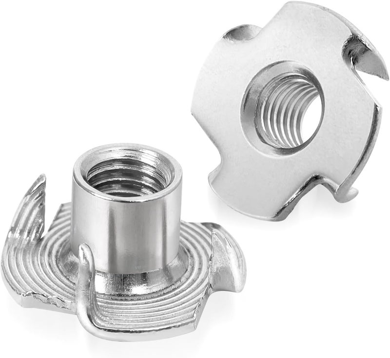 OUSCHR M5 T-Nuts Durable Anti-Corrosion Threaded Inserts Tee Nut Four Prongs Nut for Wood and Furniture, 304 Stainless Steel, 50 PCS - Image 1